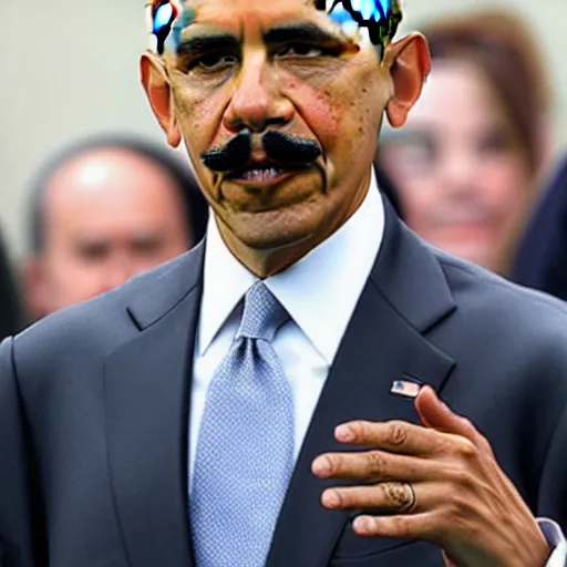 Prompt: Obama with a mustache