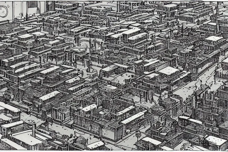 Prompt: a city populated by lemons by moebius