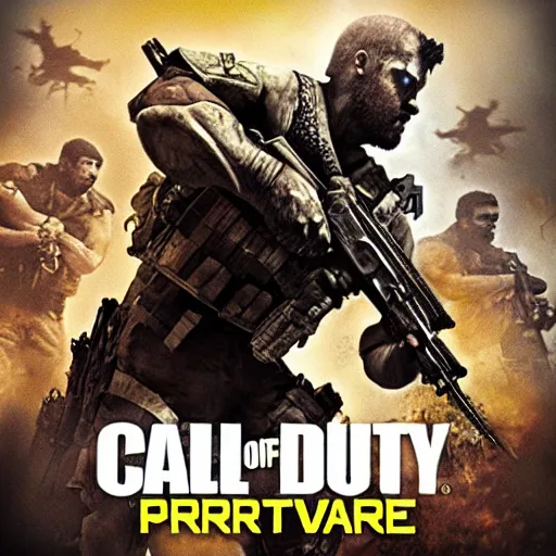 Prompt: Call of Duty Prehistoric Warfare box art