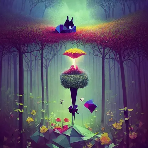 Image similar to low poly, pixar, surreal hybrid animals, nostalgia for a fairytale, magic realism, flowerpunk, mysterious vivid colors by andy kehoe and amanda clarke en un mundo de Gediminas Pranckevicius