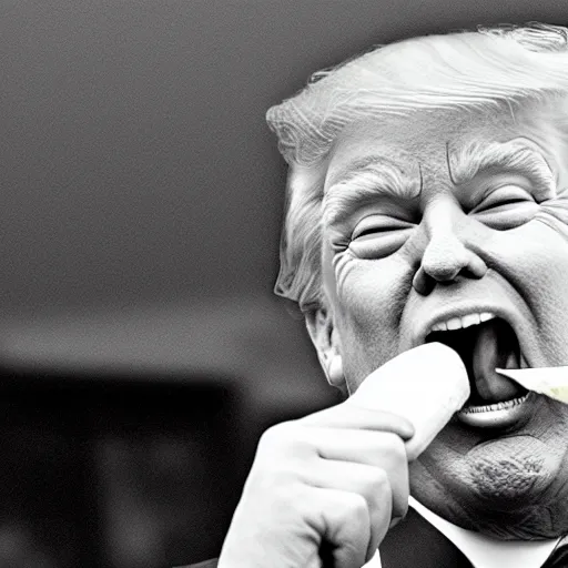 Prompt: donald trump eating a stick of butter