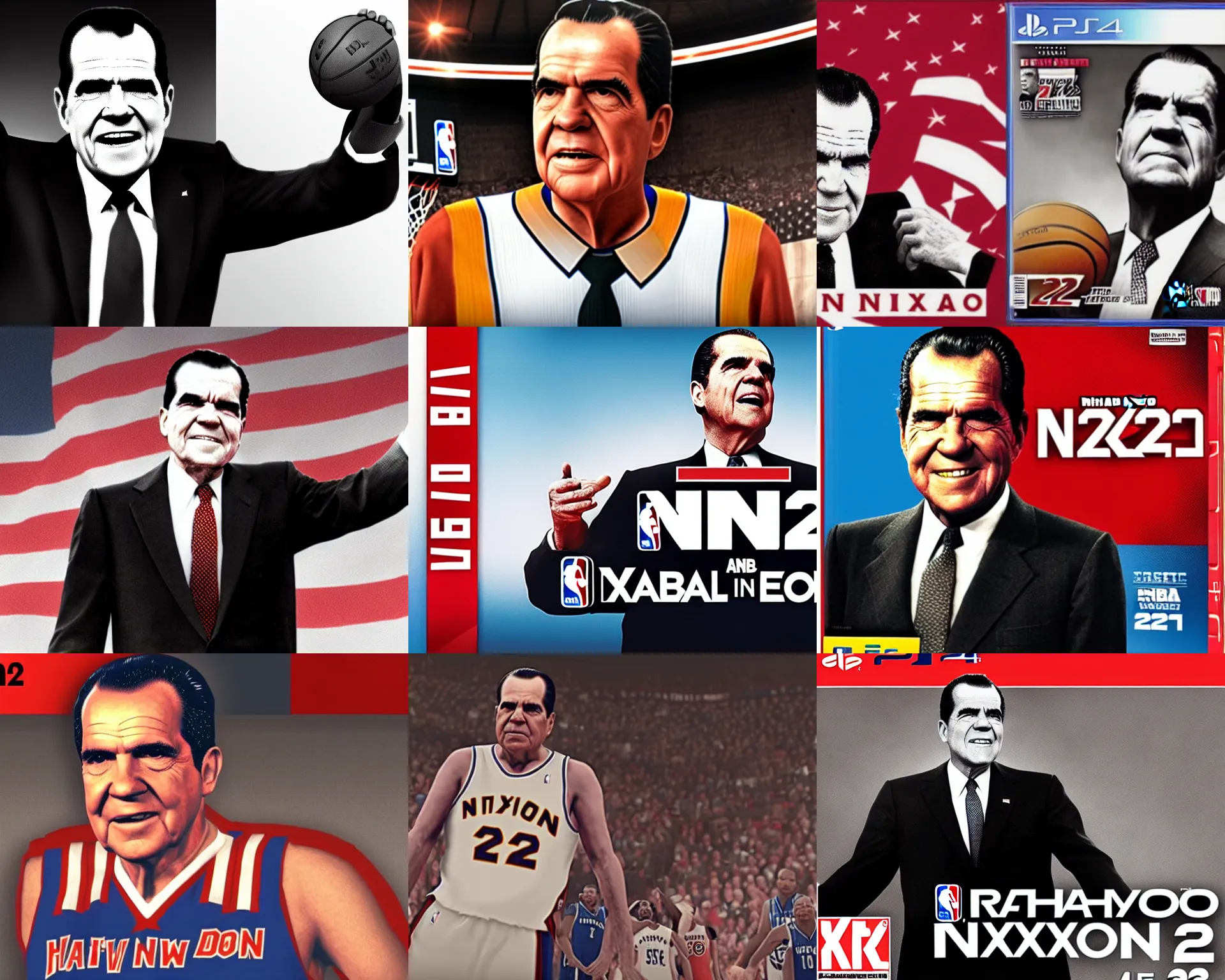 Prompt: richard nixon in nba 2 k 2 1 ps 4