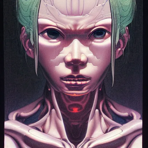 Image similar to citizen portrait soft light painted by and katsuhiro otomo and chad little, inspired by ghost in the shell, smooth face feature, intricate oil painting, high detail illustration, sharp high detail, manga and anime 1 9 9 9