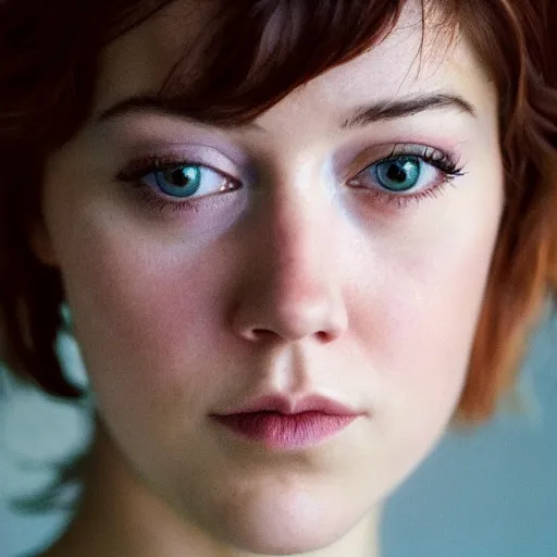 Image similar to a masterpiece portrait photo of a beautiful young woman who looks like a manic pixie dream girl mary elizabeth winstead, symmetrical face