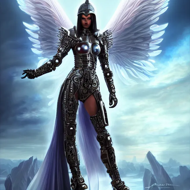 Prompt: beautiful!! futuristic cyberpunk angel warrior with ornate slick pearl armor and robes artgerm anne stokes highly detailed 8 k hdr smooth sharp focus high resolution award - winning photo photorealistic