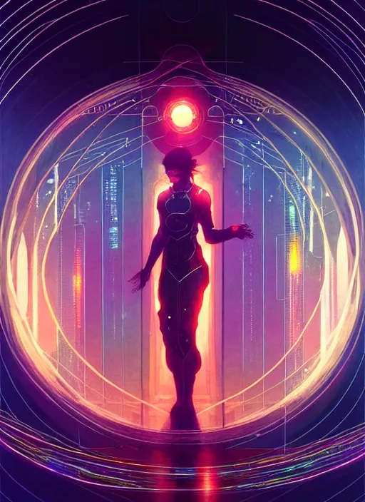 Prompt: high depth, collective civilization lightspeed, calm, healing, resting, life, glowing lights!!, published concept art, mixed medias, image overlays, sharp focus, thin glowing wires, winning illustration, art by greg rutkowski and alphonse mucha, singularity!!!, 3 6 0 projection