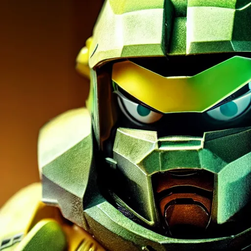 Prompt: a videogame still of master chief as pikachu, portrait, 4 0 mm lens, shallow depth of field, close up, split lighting, cinematic