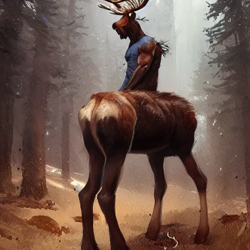 Image similar to moose centaur moose faun by greg rutkowski