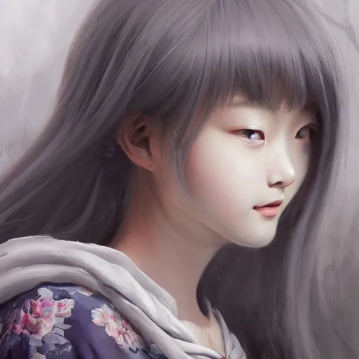 Image similar to dynamic composition, motion, ultra-detailed, incredibly detailed, a lot of details, amazing fine details and brush strokes, colorful and grayish palette, smooth, HD semirealistic anime CG concept art digital painting, watercolor oil painting of a Japanese schoolgirl, by a Chinese artist at ArtStation, by Huang Guangjian, Fenghua Zhong, Ruan Jia, Xin Jin and Wei Chang. Realistic artwork of a Chinese videogame, gradients, gentle an harmonic grayish colors.