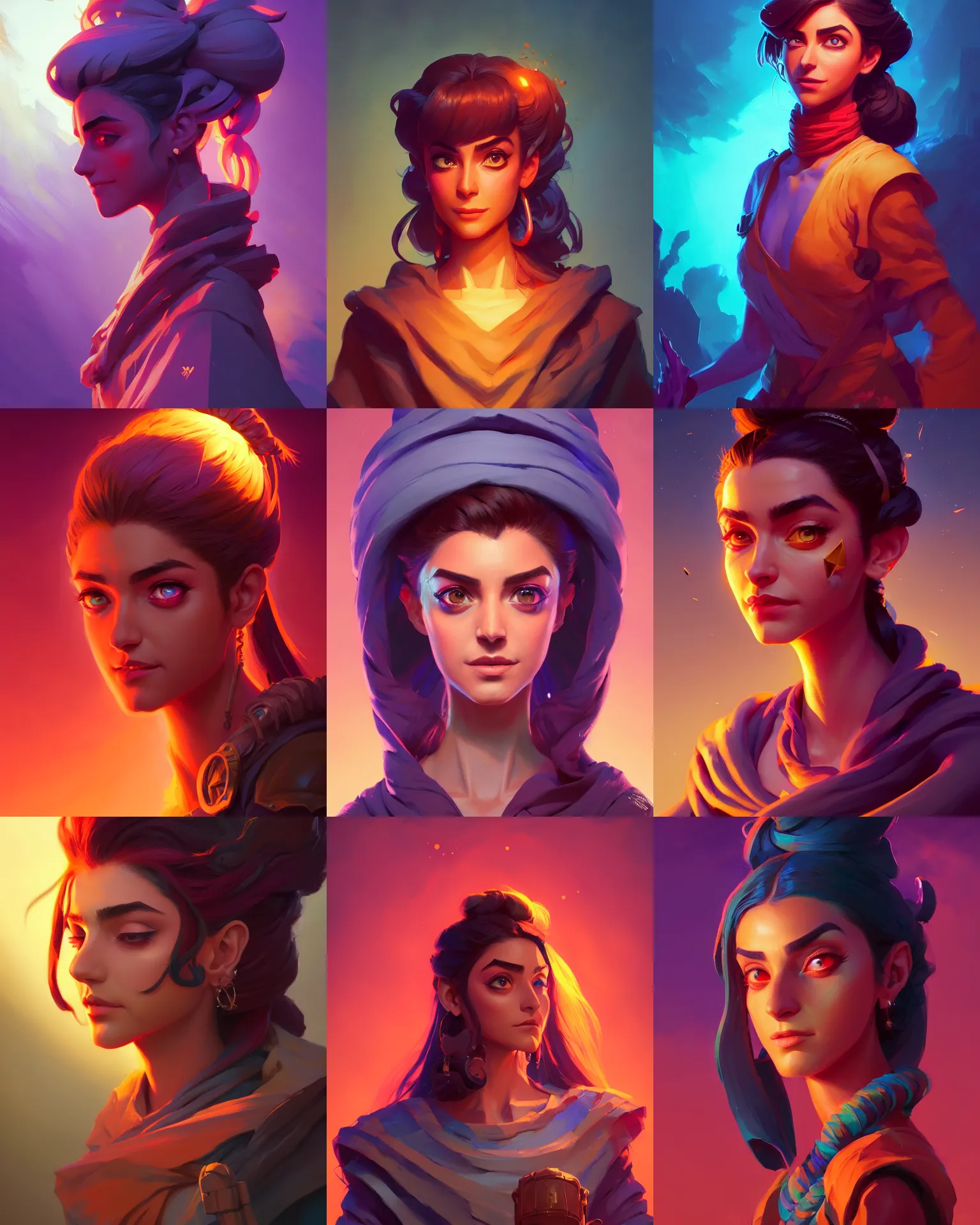 Prompt: medium shot portrait, maya ali mage, gloomhaven, dynamic lighting, gaudy colors, octane render aesthetic, matte painting concept art, official fanart behance hd artstation by jesper ejsing, by rhads and makoto shinkai and lois van baarle and ilya kuvshinov and rossdraws