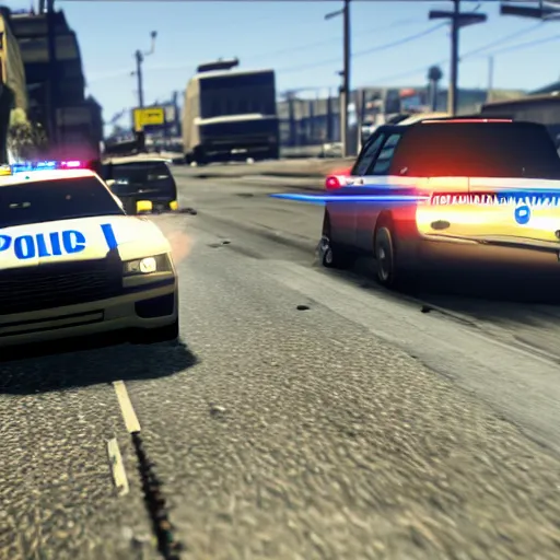 Prompt: police chase in gta 5