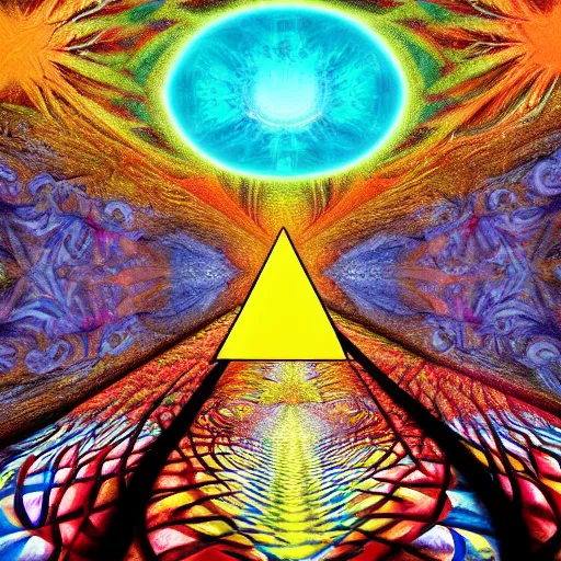 Image similar to hyper realistic lsd trip from the perspective of god