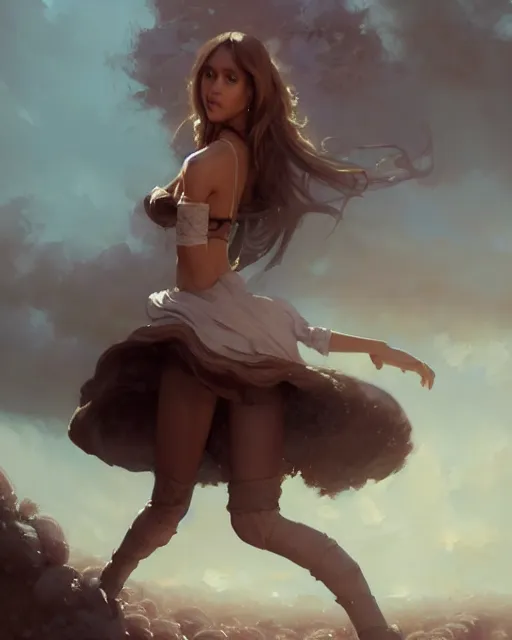 Image similar to jessica alba as ( girl as personification of chocolate cupcake ), fantasy bakery, digital painting by greg rutkowski, artgerm, krenz cushart, laurie greasly, wlop, intricate, highly detailed!!, sharp focus, smooth, epic composition, joyful, unreal engine, masterpiece, 8 k