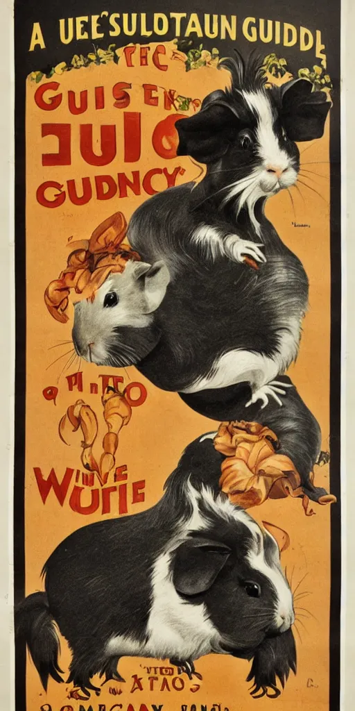 Image similar to a 1 9 1 0 s poster advertising a guinea pig show