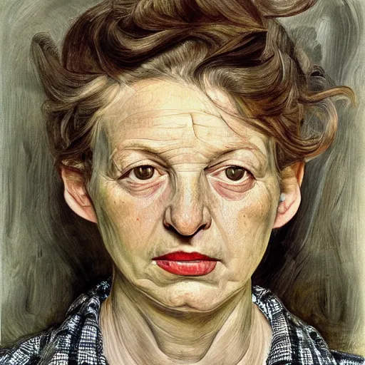 Image similar to high quality high detail painting by lucian freud, hd, pretty charismatic woman, photorealistic lighting