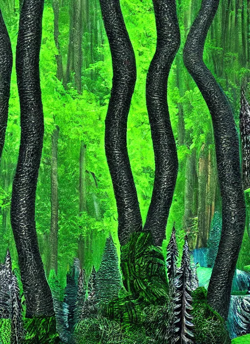 Image similar to lush forest, high detail, 4 k, dadaism style