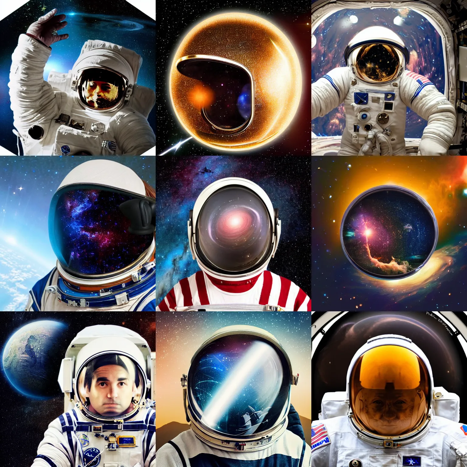 Prompt: a universe on an astronaut helmet