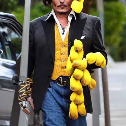 Prompt: johnny depp in banana costume