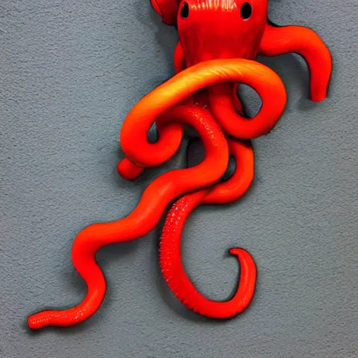 Image similar to cardboard cutout of tentacles, cut out of colored corrugated cardboard, realistic, cardboard cutout, flat, hyperrealistic photography