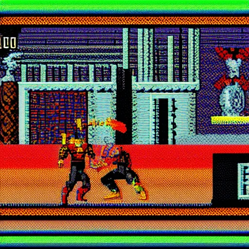 Image similar to mortal kombat for commodore 6 4, pixel art, 8 - bit