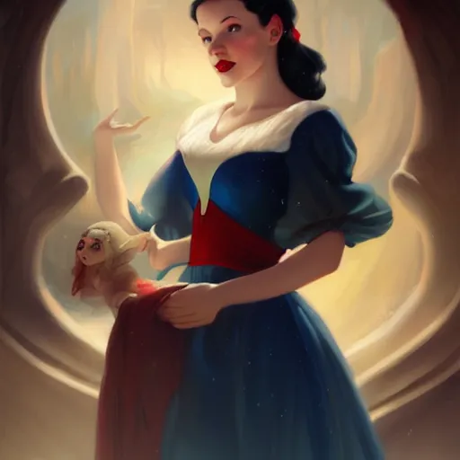 Image similar to a portrait of snow white by charlie bowater and anna dittmann and gil elvgren.