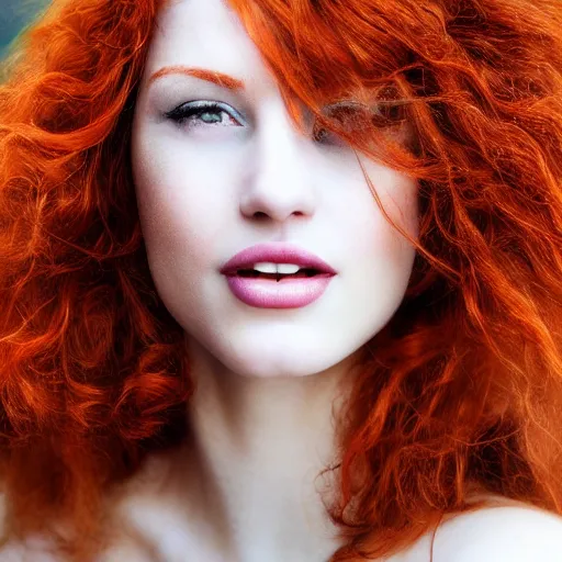 Prompt: beautiful redhead woman, mosaic, closeup