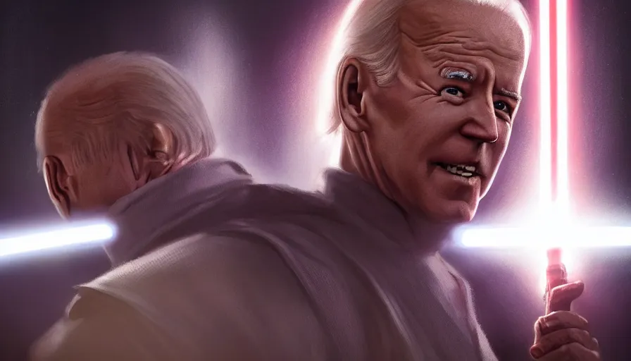 Image similar to Joe Biden is a Jedi, hyperdetailed, artstation, cgsociety, 8k