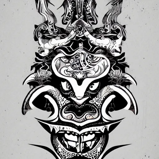 Image similar to barong bali, illustration, digital art, trending artstation