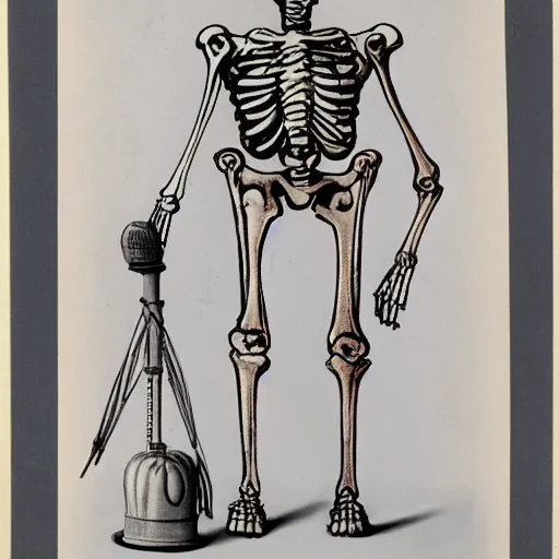 Prompt: skeleton in uniform, soviet propaganda