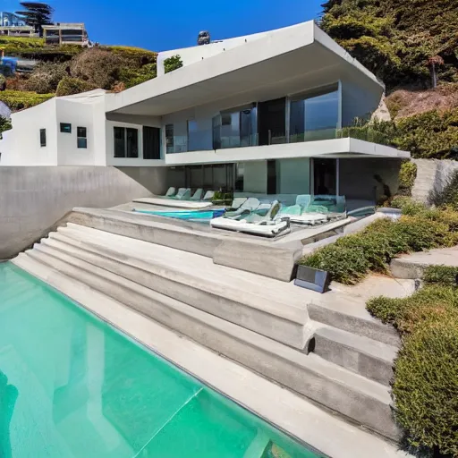 Image similar to a modern concrete mansion on the bluffs overlooking downtown san francisco