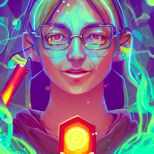 Image similar to skill magic geek inside matrix deepdream radiating a glowing aura stuff loot legends stylized digital illustration video game icon artstation lois van baarle, ilya kuvshinov, rossdraws,