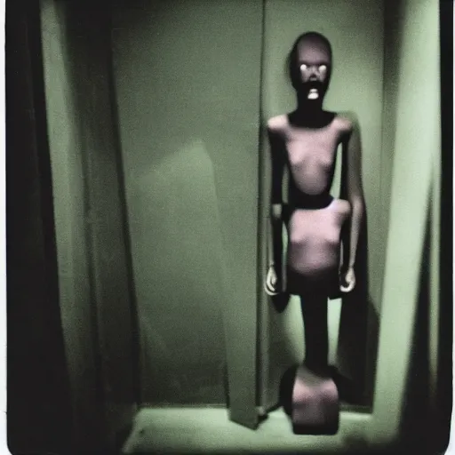 Image similar to a dark room filled with distorted mannequins with screaming faces, creepy, eerie, nightmare fuel, old polaroid, expired film,