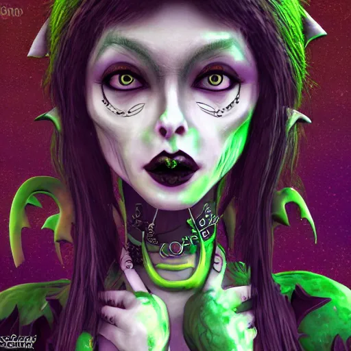 Image similar to eco punk, goblin girl goth, fantasy art, high detail, 4k