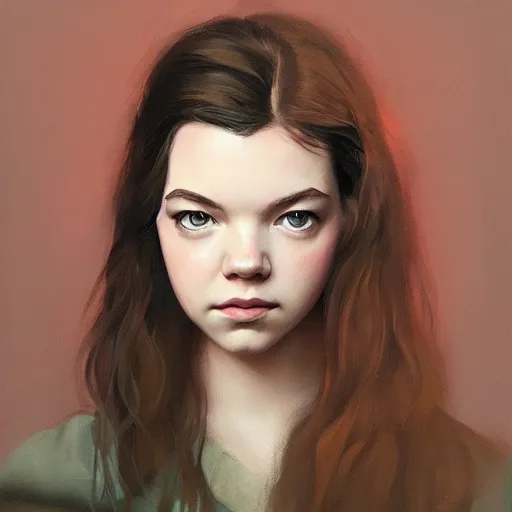 Image similar to ultra realistic painting of Anya Taylor-Joy, profile picture by Greg Rutkowski, Organic Painting, Matte Painting, hard edges, textured photoshop brushes, soft focus, 8k, perfect lighting high contrast, trending on artstation by Sachin Teng