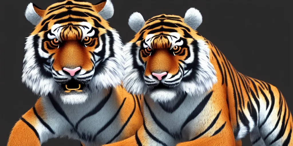 Prompt: tiger pattern, fur, octane render, 3d render, texture map, hair map, fur map, unreal engine 5