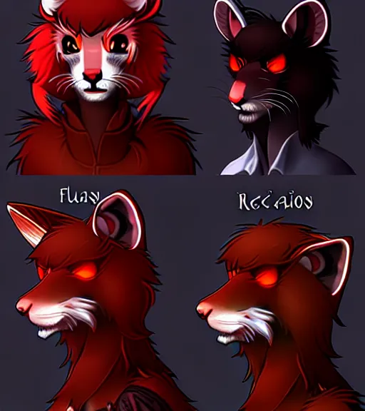 Image similar to furry - male - red - black - weasel - necromancer - fursona uhd ue 5 visual novel pc game expressions