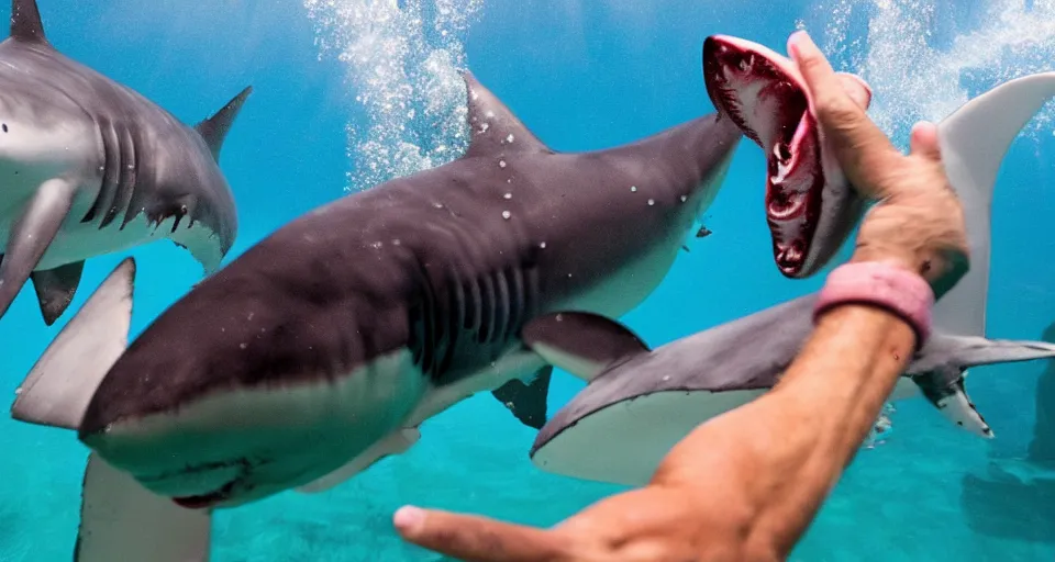 Image similar to Markiplier punching a shark underwater, photograph 4k