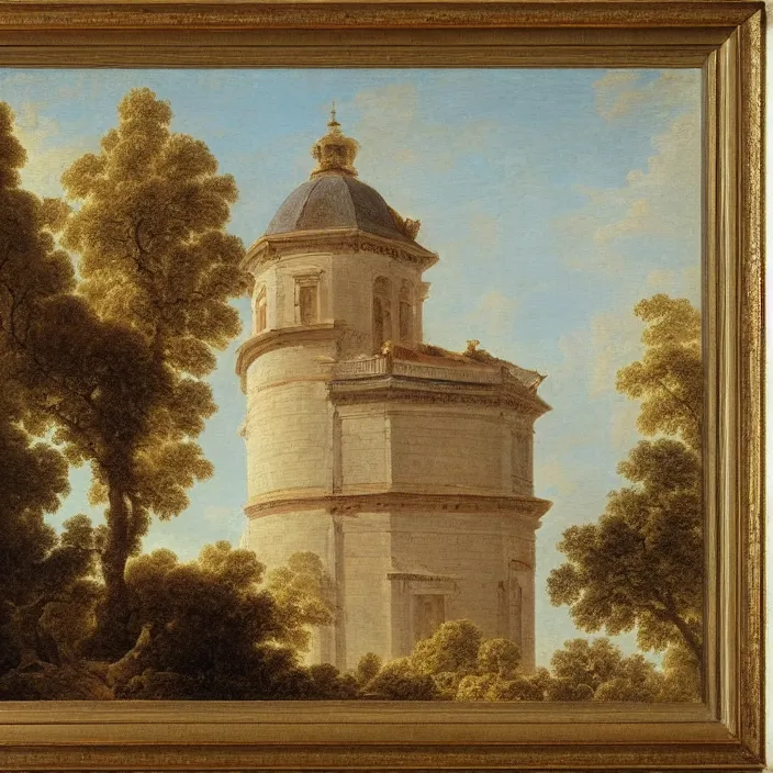 Prompt: a building in a serene landscape, by jean - honore fragonard