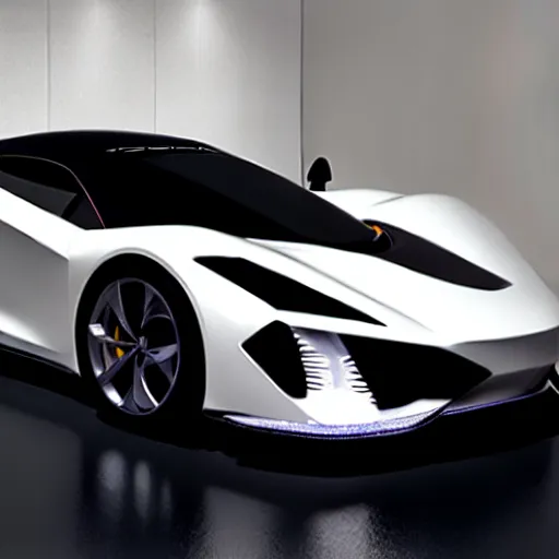 Image similar to a supercar in a dark studio room with Opal gemstone paint.