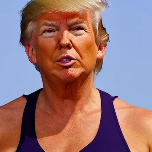 Image similar to Donald trump as a woman in a tank top