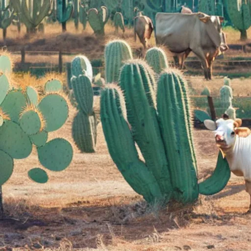 Prompt: a cactus milking a cow