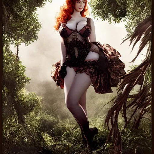 Prompt: christina hendricks thighs, let the bird of loudest lay, on the sole arabian tree, herald sad and trumpet be, to whose sound chaste wings obey. but thou, shrieking harbinger, foul pre - currer of the fiend, augur of the fever's end, to this troop come thou not near,