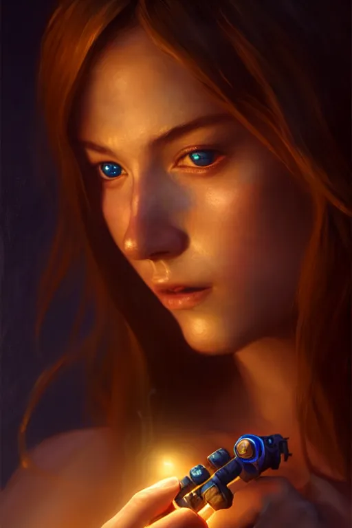 Image similar to cinematic shot of an epic portrait of link playing ocarina, shiny skin, beautiful eyes, beautiful, small details, night setting, realistic poster with volumetric light from craig mallism, artgerm, jeremy lipkin and michael garmash, unreal engine, radiant light, detailed and complex environment, digital art, trends at art station, a masterpiece