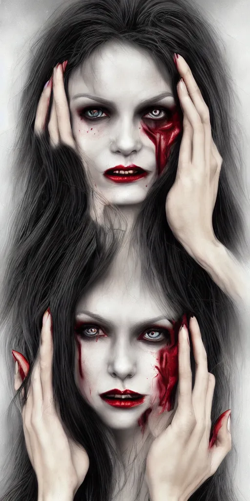 Image similar to the vampire woman portrait, fantasy art, concept art, photorealistic, highly detailed,