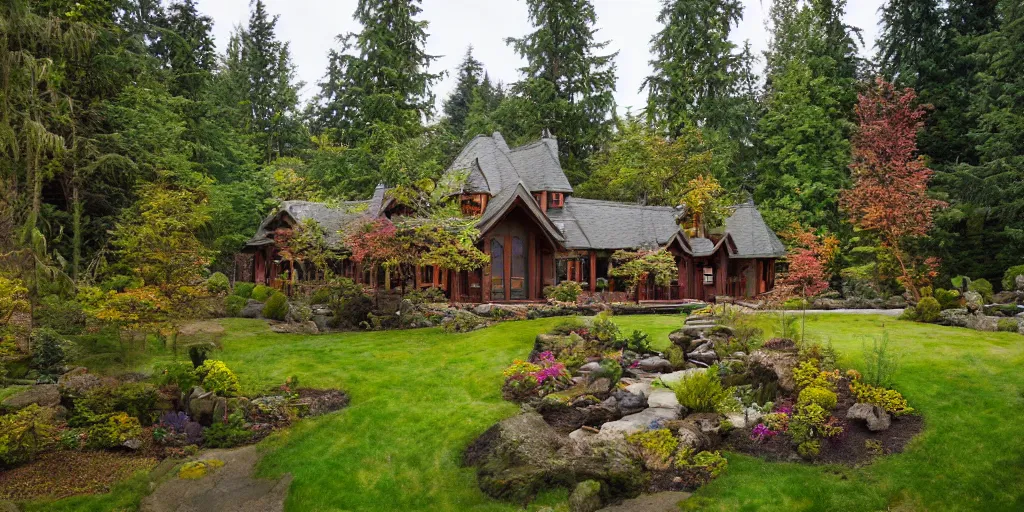 Image similar to residence in the style of rivendell, washington state