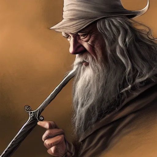 Image similar to gandalf, flying on dragon, highly detailed, digital art,