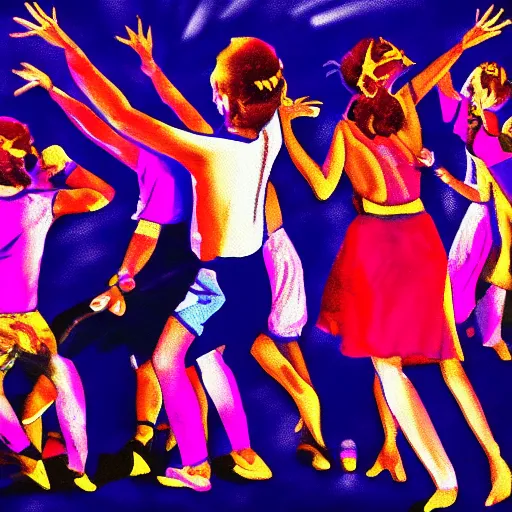 Image similar to roast chicken dancing in the disco, Digital Art