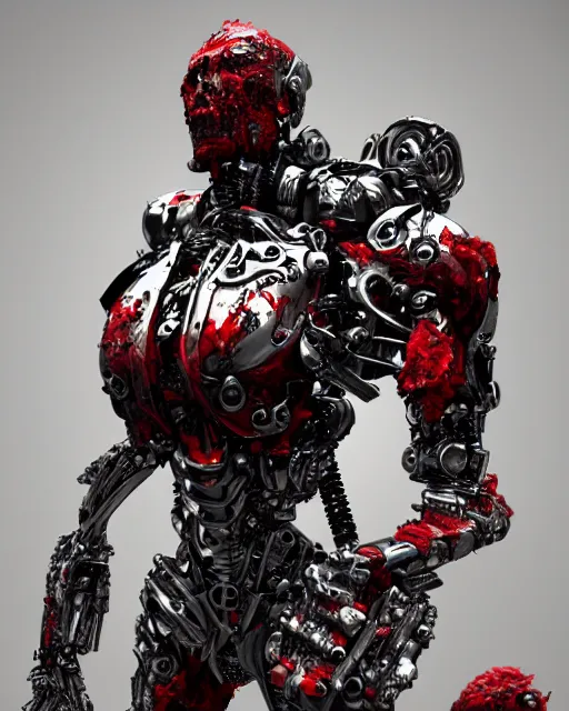 Prompt: bloody fleshmetal cyborg, trending on artstation