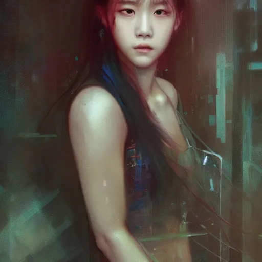 Image similar to jisoo of blackpink, hyperrealistic portrait, bladerunner street, art of elysium by jeremy mann and alphonse mucha, fantasy art, photo realistic, dynamic lighting, artstation, poster, volumetric lighting, very detailed face, 8 k, award winning