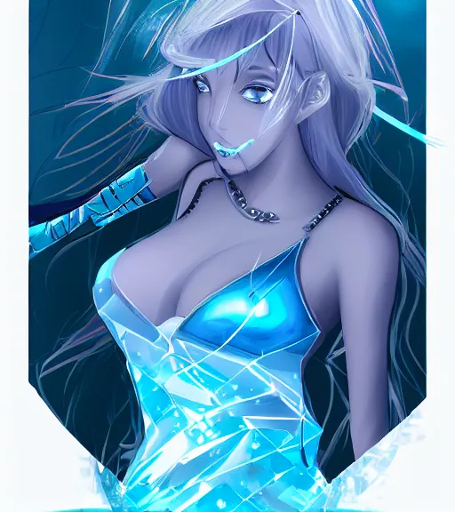 Image similar to the sorceress of blue diamonds, close - up, pixiv, trending on artstation, vector, anime, hdr